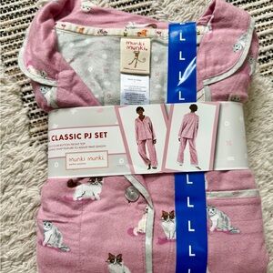 NEW Munki Munki Pink Cat Print Pajama Set TAYLOR SWIFT CATS